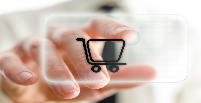 Finger on ecommerce cart icon